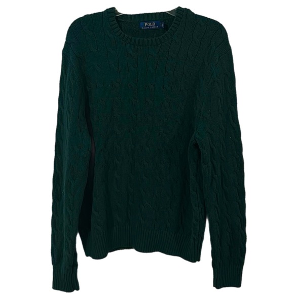 Polo Cable-Knit Cashmere Sweater Irish dark green large - Picture 5 of 8